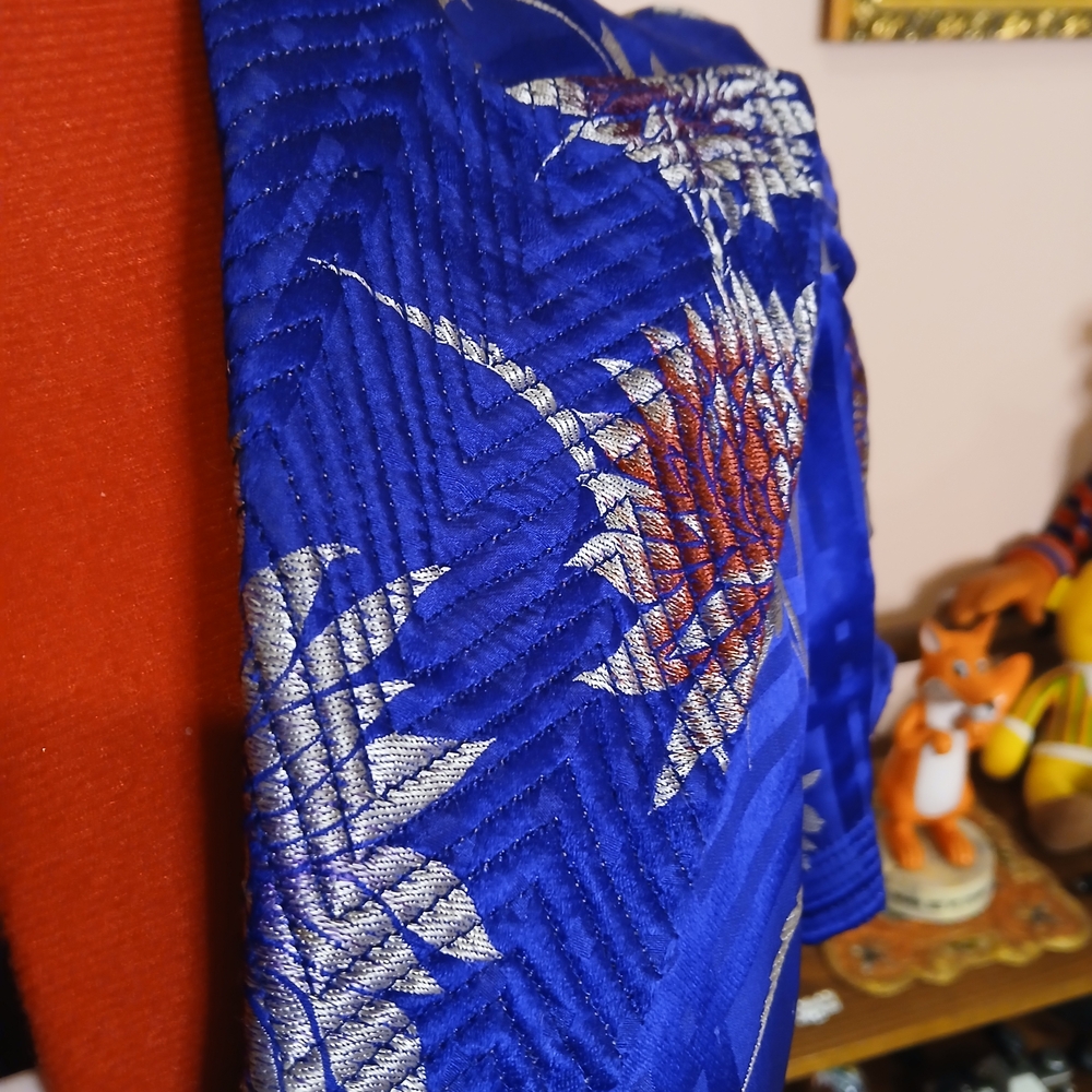 1930s Brilliant Cobalt Blue Silk Movie Star Dressing Gown - Picture 8 of 15